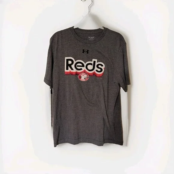 Under Armour MLB Cincinnati Reds T-Shirt Men’s Large Gray Retro Short Sleeve - Picture 1 of 8